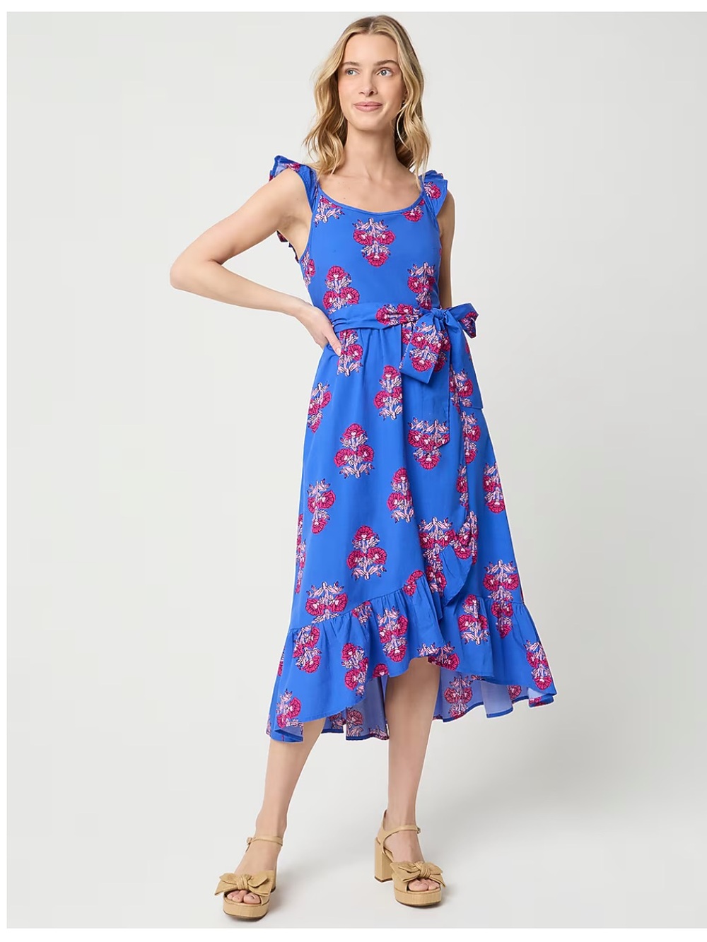 Tie-waist wrap dress - Bright Grotto Multi